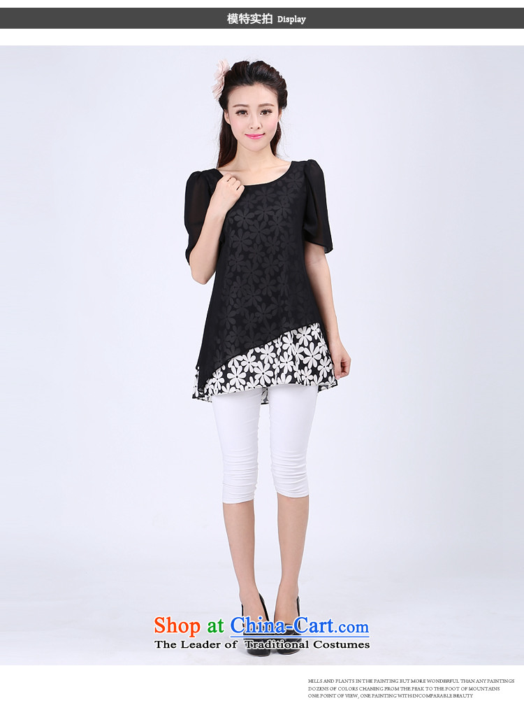 Luo Shani flower code women chiffon shirt thick sister summer graphics) Leave two thin short-sleeved T-shirt Liberal Women 6740 2XL Photo Black, prices, brand platters! The elections are supplied in the national character of distribution, so action, buy now enjoy more preferential! As soon as possible.