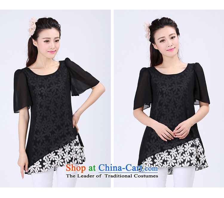Luo Shani flower code women chiffon shirt thick sister summer graphics) Leave two thin short-sleeved T-shirt Liberal Women 6740 2XL Photo Black, prices, brand platters! The elections are supplied in the national character of distribution, so action, buy now enjoy more preferential! As soon as possible.
