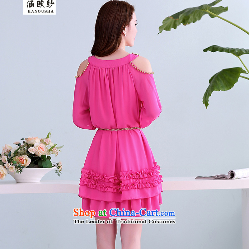 The OSCE yarn Korean covered by large women shoulders relaxd chiffon dresses pregnant woman summer thick MM skirts 2015 Summer New Red M covered by OSCE yarn (hanousha) , , , shopping on the Internet