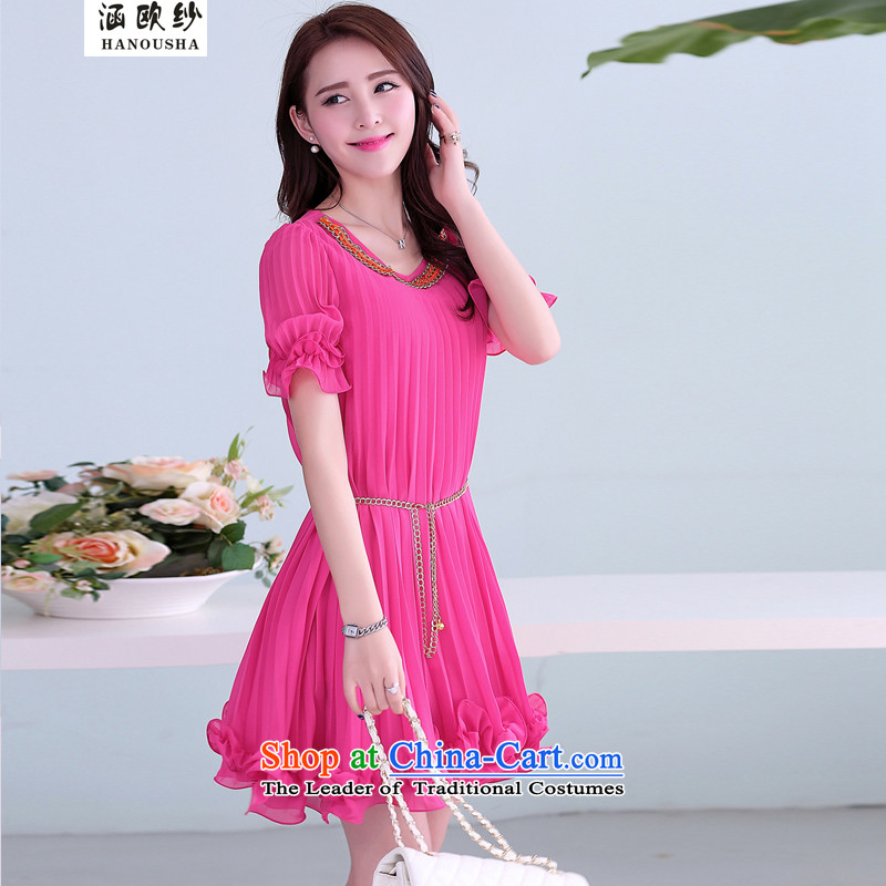 The OSCE large yarn covered by female thick mm dresses to increase video summer thin black fungus edge chiffon dresses relaxd dress short-sleeved light green yarn (Euro covered by M hanousha) , , , shopping on the Internet