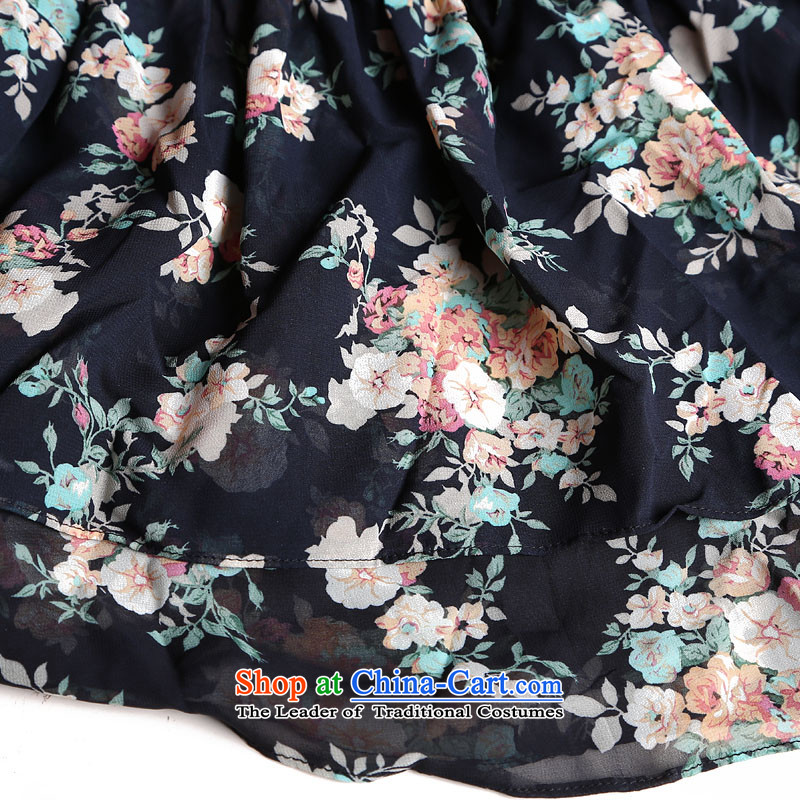 Shani flower, 2015 large female thick sister summer the new two-piece chiffon dresses 6235 dark blue 4XL, shani flower sogni (D'oro) , , , shopping on the Internet