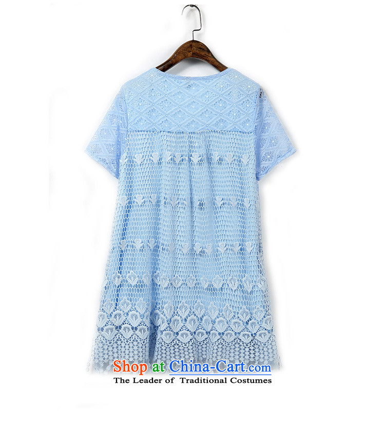 In the new Europe and the Summer Park large female loose chiffon shirt, long lace stitching thick blue 1737 5XL 180-190mm around 922.747 picture, prices, brand platters! The elections are supplied in the national character of distribution, so action, buy now enjoy more preferential! As soon as possible.