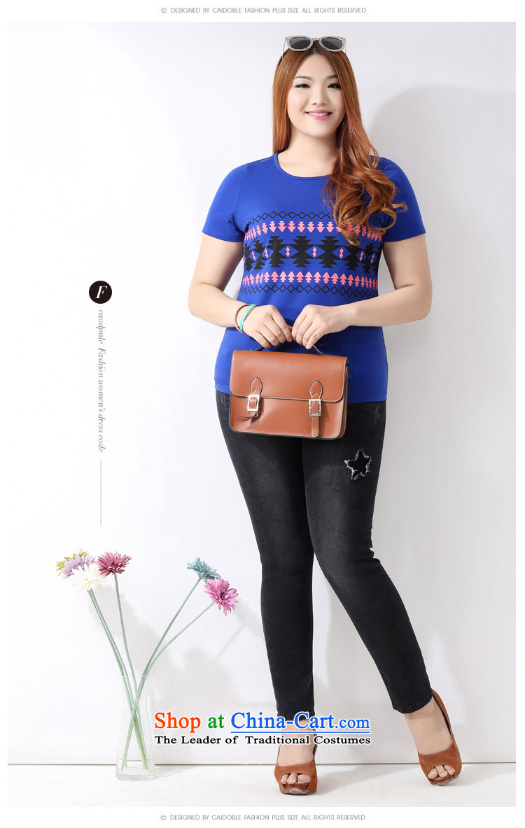 The spring and summer of 2015, more women's large Po thick MM stylish Korea version of national wind stamp short-sleeved T-shirt A3768 blue 2XL Photo, prices, brand platters! The elections are supplied in the national character of distribution, so action, buy now enjoy more preferential! As soon as possible.