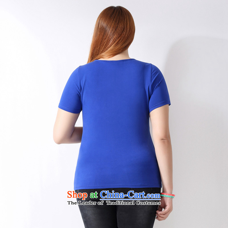 The spring and summer of 2015, more women's large Po thick MM stylish Korea version of national wind stamp short-sleeved T-shirt A3768 BLUE 2XL, picking of turbot, Tsai (CAIDOBLE) , , , shopping on the Internet
