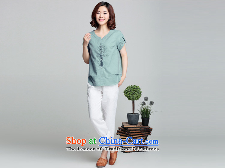 For people T-shirt female summer Doi short-sleeved short of 2015 Summer New Women Korean fashion loose cotton linen clothes water Blue M picture, prices, brand platters! The elections are supplied in the national character of distribution, so action, buy now enjoy more preferential! As soon as possible.