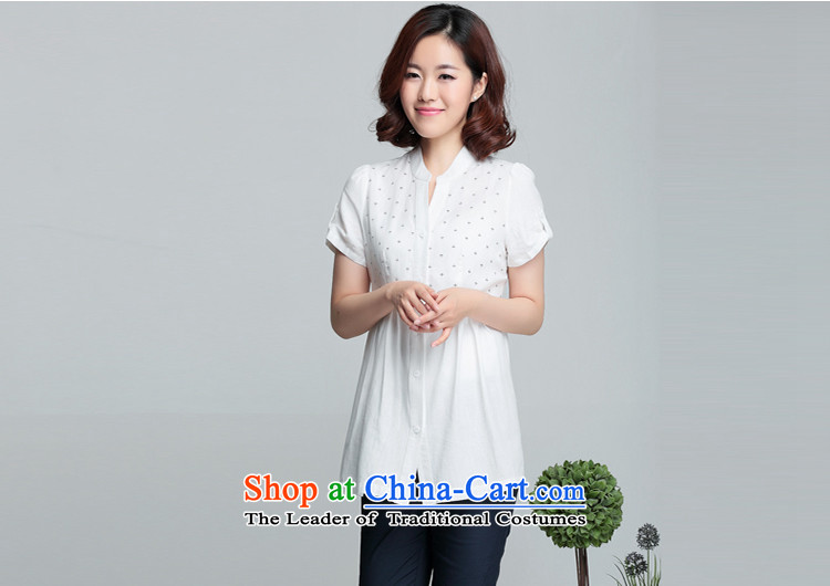 Hundred Li Ying 2015 Summer new cotton linen blouses large middle-aged female loose stamp female shirt shirt dolls White M-recommendation 110 catties following picture, prices, brand platters! The elections are supplied in the national character of distribution, so action, buy now enjoy more preferential! As soon as possible.
