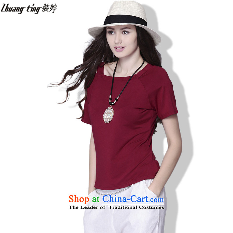 Replace zhuangting Ting 2015 Summer new European and American Women's larger sweet pure color graphics thin stylish short relaxd TEE B002 XXXL, green load-ting (zhuangting) , , , shopping on the Internet