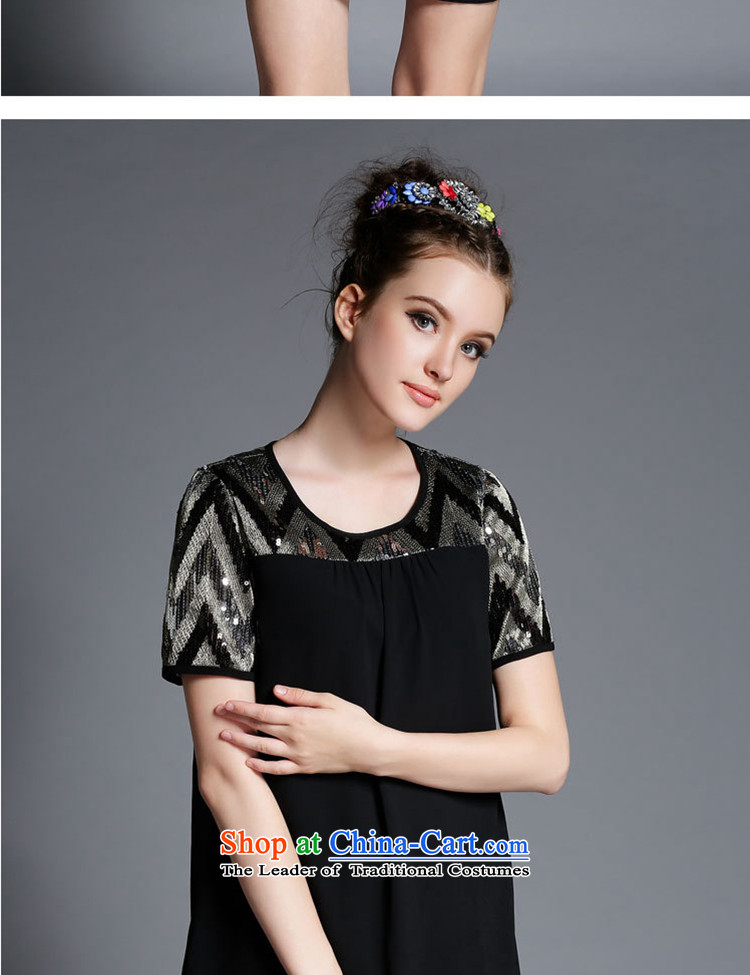 Replace Ting zhuangting 2015 new summer products code women in Europe solid color light wire stitching loose pearl yarn dresses 1865 4XL Photo Black, prices, brand platters! The elections are supplied in the national character of distribution, so action, buy now enjoy more preferential! As soon as possible.