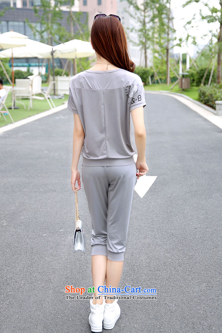 The new 2015 Zz&ff summer to increase women's code thick mm stylish short-sleeved leisure wears short-sleeved T-shirt Capri two kits 125-145 recommended the burden of gray XXL( pictures), prices, brand platters! The elections are supplied in the national character of distribution, so action, buy now enjoy more preferential! As soon as possible.