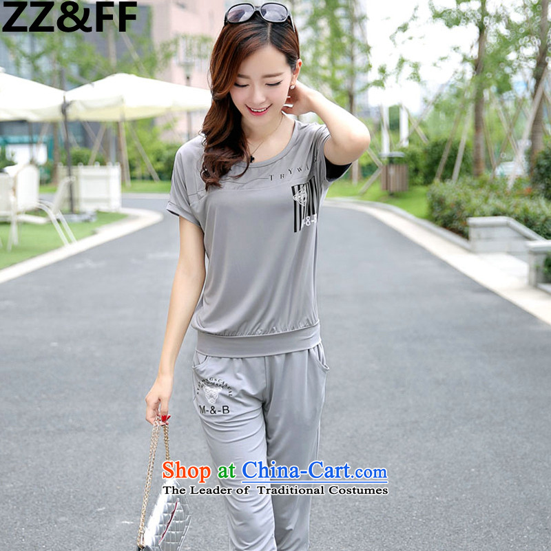 The new 2015 Zz&ff summer to increase women's code thick mm stylish short-sleeved leisure wears short-sleeved T-shirt Capri two kits 125-145 recommended the burden of gray XXL( ),ZZ&FF,,, shopping on the Internet