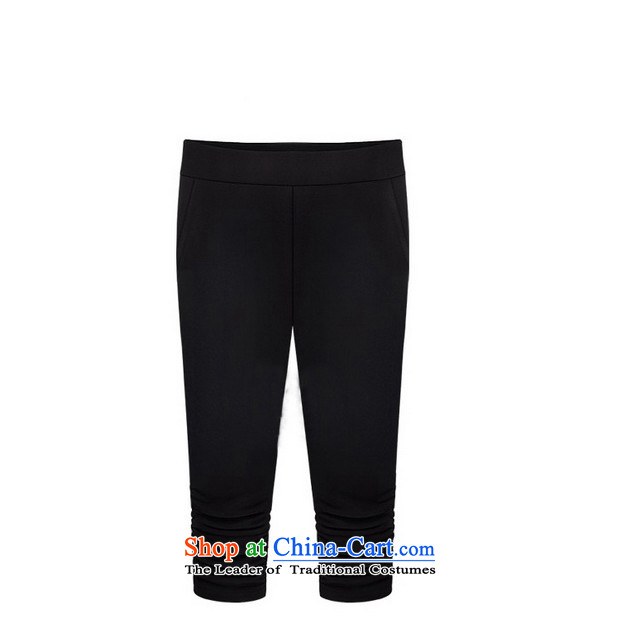 2015 New Europe Zz&ff station great Code women's summer thick MM Stretch elastic waist Capri female black XXXL picture, prices, brand platters! The elections are supplied in the national character of distribution, so action, buy now enjoy more preferential! As soon as possible.