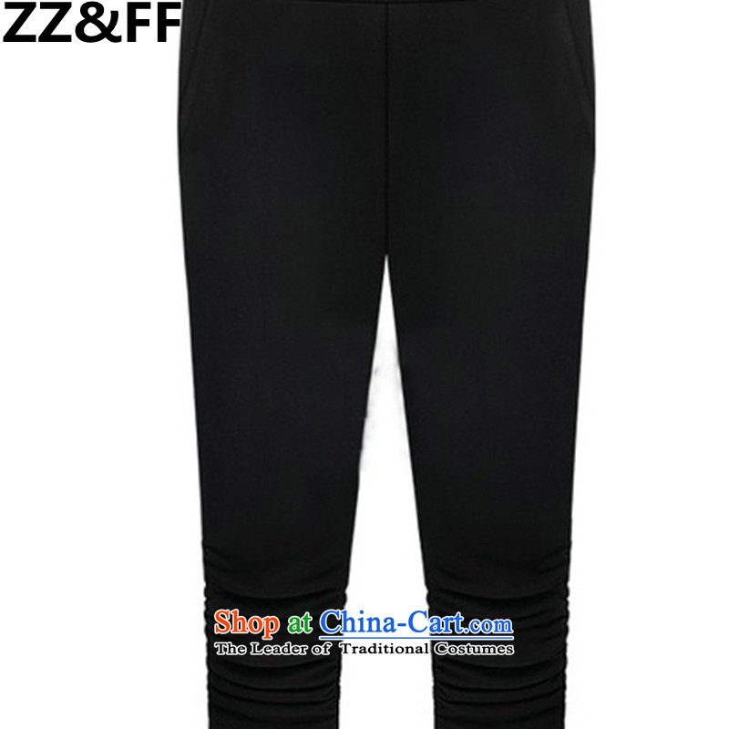 2015 New Europe Zz&ff station great Code women's summer thick MM Stretch elastic waist Capri female black XXXL,ZZ&FF,,, shopping on the Internet