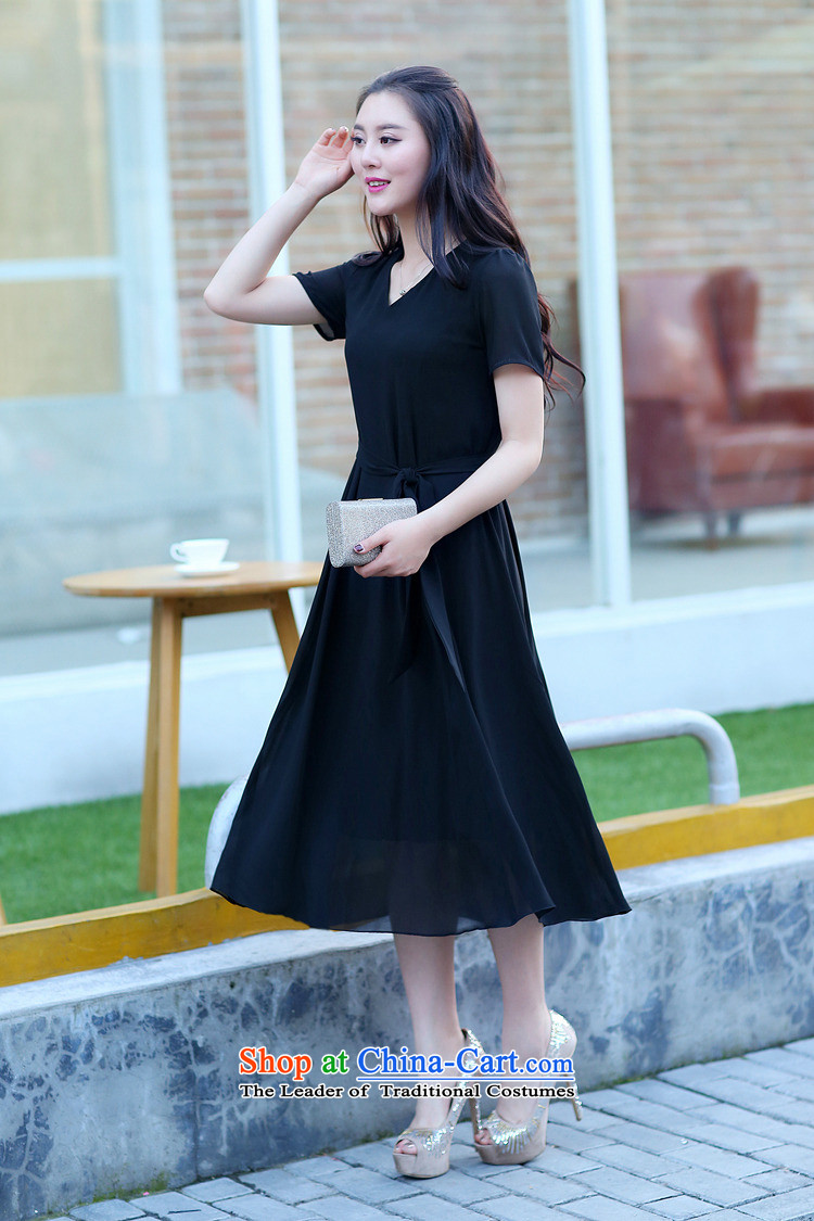 El-ju Yee Nga 2015 summer in New long skirt short-sleeved 4XL thick people large chiffon women's dresses YJ9585 leather pink XXXXL picture, prices, brand platters! The elections are supplied in the national character of distribution, so action, buy now enjoy more preferential! As soon as possible.