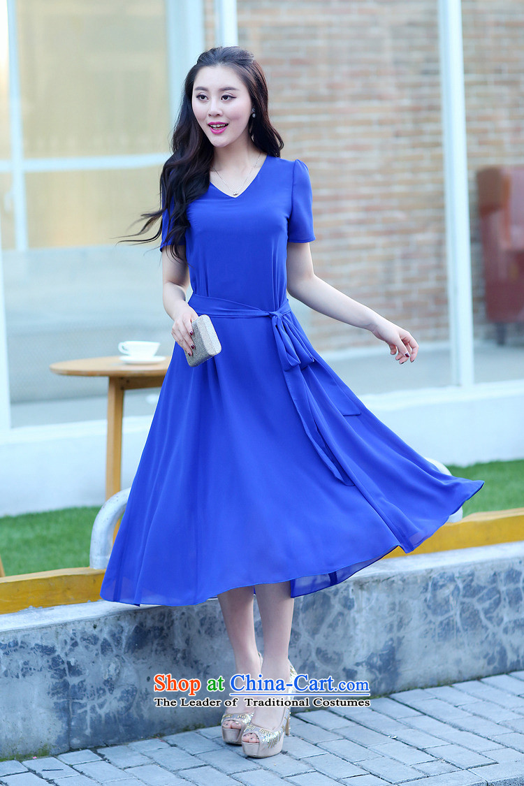 El-ju Yee Nga 2015 summer in New long skirt short-sleeved 4XL thick people large chiffon women's dresses YJ9585 leather pink XXXXL picture, prices, brand platters! The elections are supplied in the national character of distribution, so action, buy now enjoy more preferential! As soon as possible.