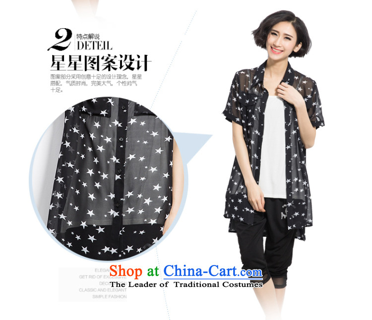 The Eternal Yuexiu Code women chiffon shirt thick sister 2015 Summer new product expertise, Hin thick mm thin, to intensify the stars stamp loose shirt, black 2XL Photo, prices, brand platters! The elections are supplied in the national character of distribution, so action, buy now enjoy more preferential! As soon as possible.