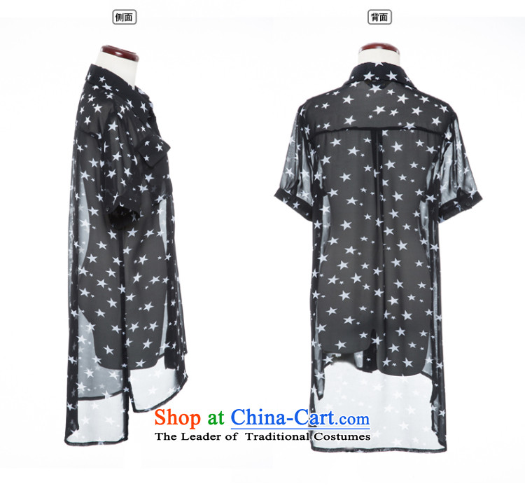 The Eternal Yuexiu Code women chiffon shirt thick sister 2015 Summer new product expertise, Hin thick mm thin, to intensify the stars stamp loose shirt, black 2XL Photo, prices, brand platters! The elections are supplied in the national character of distribution, so action, buy now enjoy more preferential! As soon as possible.