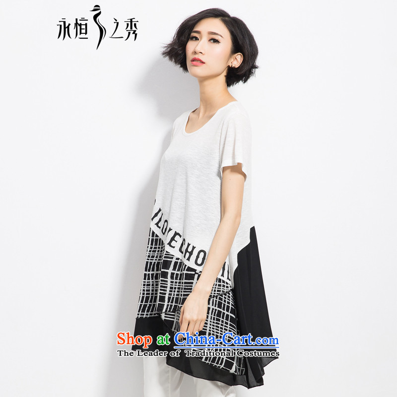 The Eternal-soo to xl t-shirts thick sister 2015 Summer new product expertise, Hin thick mm thin, Europe and irregular, long, stamp white T-shirt XL, eternal Soo , , , shopping on the Internet
