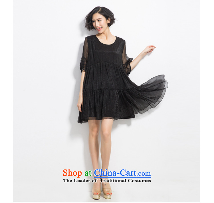 The Eternal-soo to xl women's dresses thick sister 2015 Summer new product expertise, Hin thick mm thin, loose large A swing lanterns cuff dresses Black XL Photo, prices, brand platters! The elections are supplied in the national character of distribution, so action, buy now enjoy more preferential! As soon as possible.