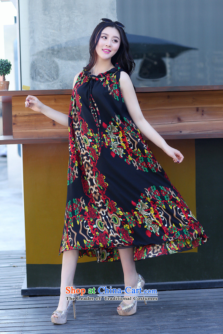 El-ju Yee Nga new summer larger female 200 catties thick sister video thin suit Bohemia beach skirt long skirt chiffon dresses YJ9286 black totem are code picture, prices, brand platters! The elections are supplied in the national character of distribution, so action, buy now enjoy more preferential! As soon as possible.