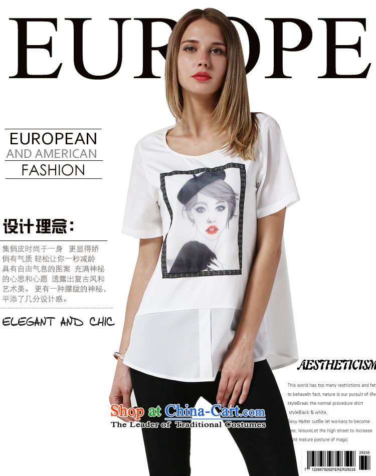 Rui Mei to larger female thick mm thin 2015 Summer graphics new Western popular personality in stamp long chiffon T shirt female jacket 3632 White XL Photo, prices, brand platters! The elections are supplied in the national character of distribution, so action, buy now enjoy more preferential! As soon as possible.