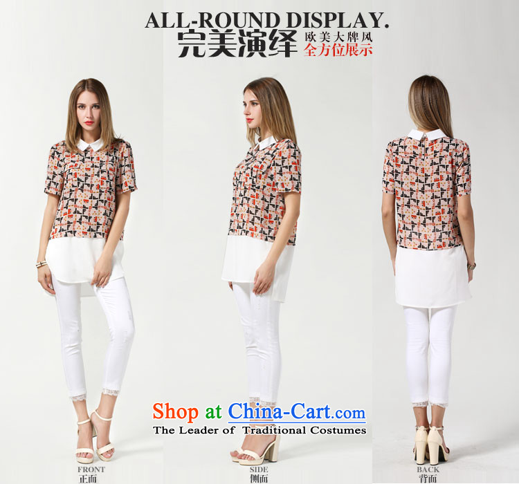 Rui Mei 2015 summer to new thick mm heavy code women to increase the loose video thin short-sleeved chiffon stamp color stitching knocked t shirt color picture 5XL 3607 picture, prices, brand platters! The elections are supplied in the national character of distribution, so action, buy now enjoy more preferential! As soon as possible.