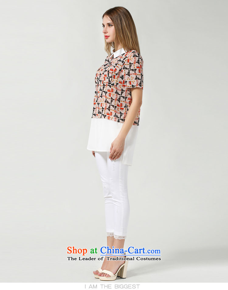 Rui Mei 2015 summer to new thick mm heavy code women to increase the loose video thin short-sleeved chiffon stamp color stitching knocked t shirt color picture 5XL 3607 picture, prices, brand platters! The elections are supplied in the national character of distribution, so action, buy now enjoy more preferential! As soon as possible.