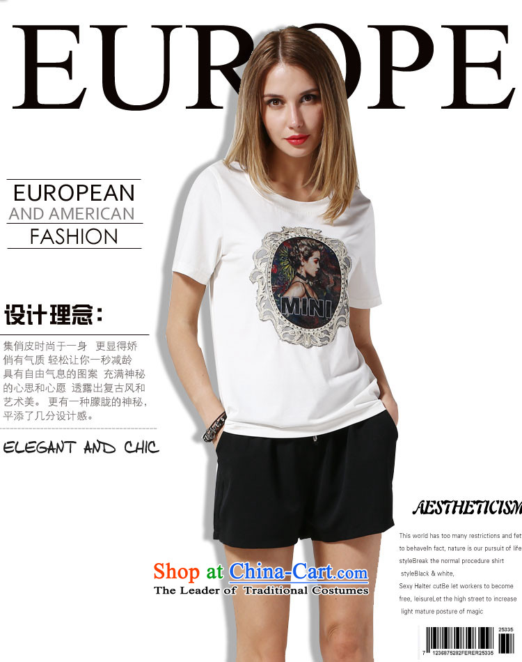 Rui Mei to larger women 2015 Summer new western retro pattern stamp short-sleeved T-shirt pure cotton thick mm loose woman jacket N3616 White 4XL Photo, prices, brand platters! The elections are supplied in the national character of distribution, so action, buy now enjoy more preferential! As soon as possible.