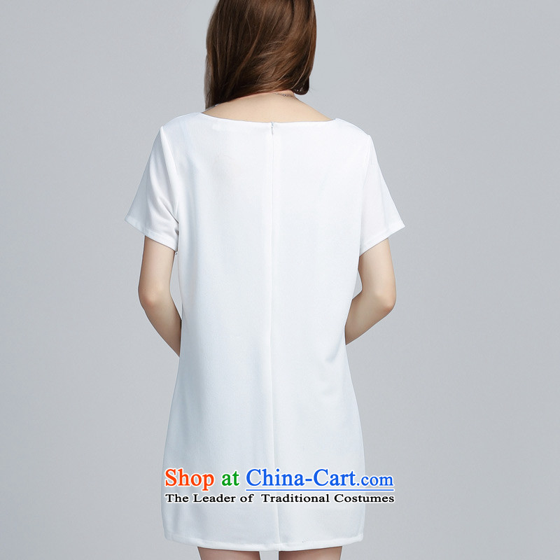 Replace, Hin thick ting thin 2015 Summer thick mm wild large European and American women to intensify the relaxd dress short-sleeved white 5XL, load 60513-ting (zhuangting) , , , shopping on the Internet