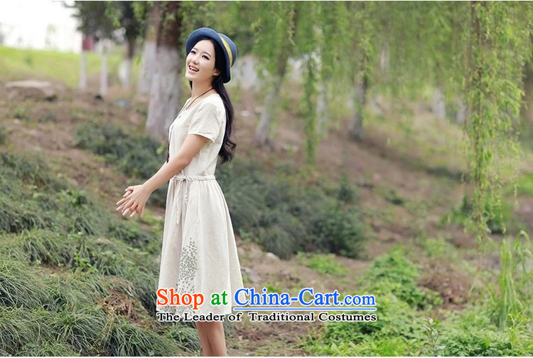  2015 Summer Sophie left Korea Edition version of liberal arts halfway cotton linen collar short-sleeve T-shirt linen in stamp long skirt light green XL Photo, prices, brand platters! The elections are supplied in the national character of distribution, so action, buy now enjoy more preferential! As soon as possible.