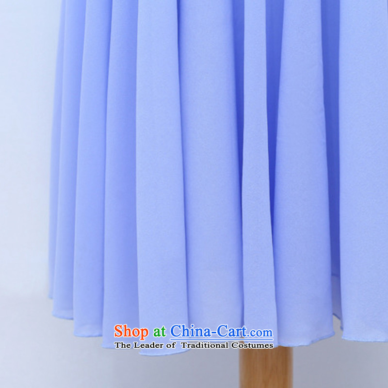 El-ju Yee Nga 2015 summer in New 4XL long stitching larger female short-sleeved thick MM video thin ice woven dresses YJ9868 SKYBLUE L, el-ju Yee Nga shopping on the Internet has been pressed.