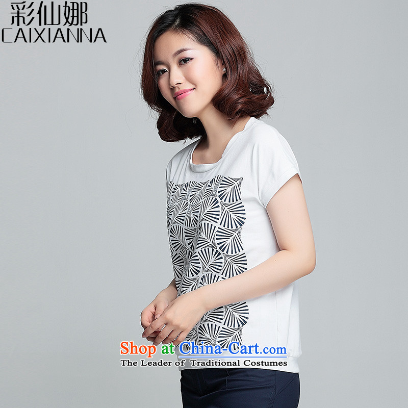 Also the 2015 Summer Sin Korean female short-sleeved T-shirt female video thin stamp wild small white 4XL, Yi color shirt Sin-na (CAIXIANNA shopping on the Internet has been pressed.)