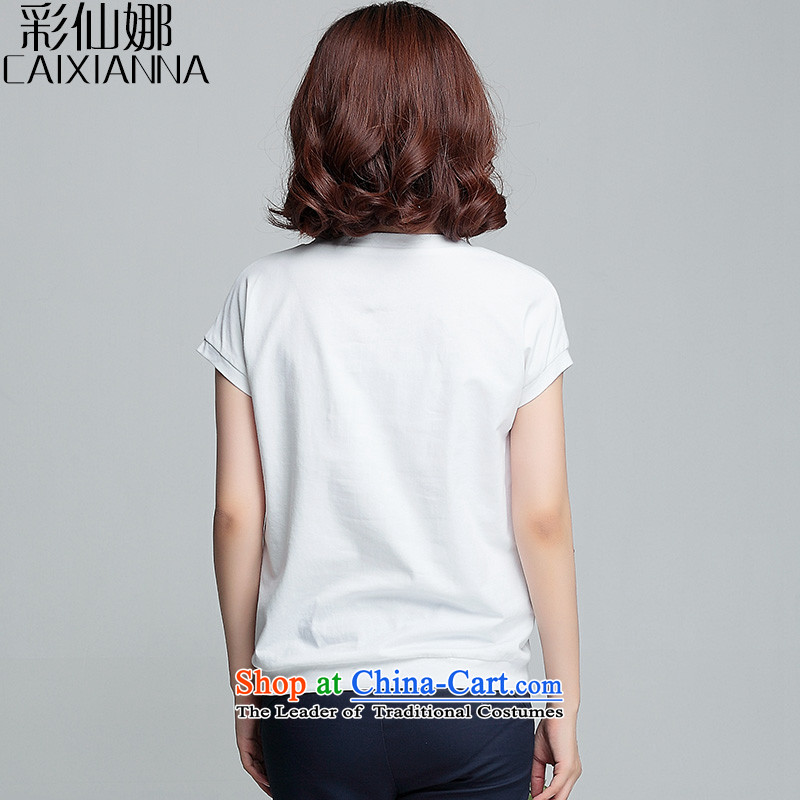 Also the 2015 Summer Sin Korean female short-sleeved T-shirt female video thin stamp wild small white 4XL, Yi color shirt Sin-na (CAIXIANNA shopping on the Internet has been pressed.)