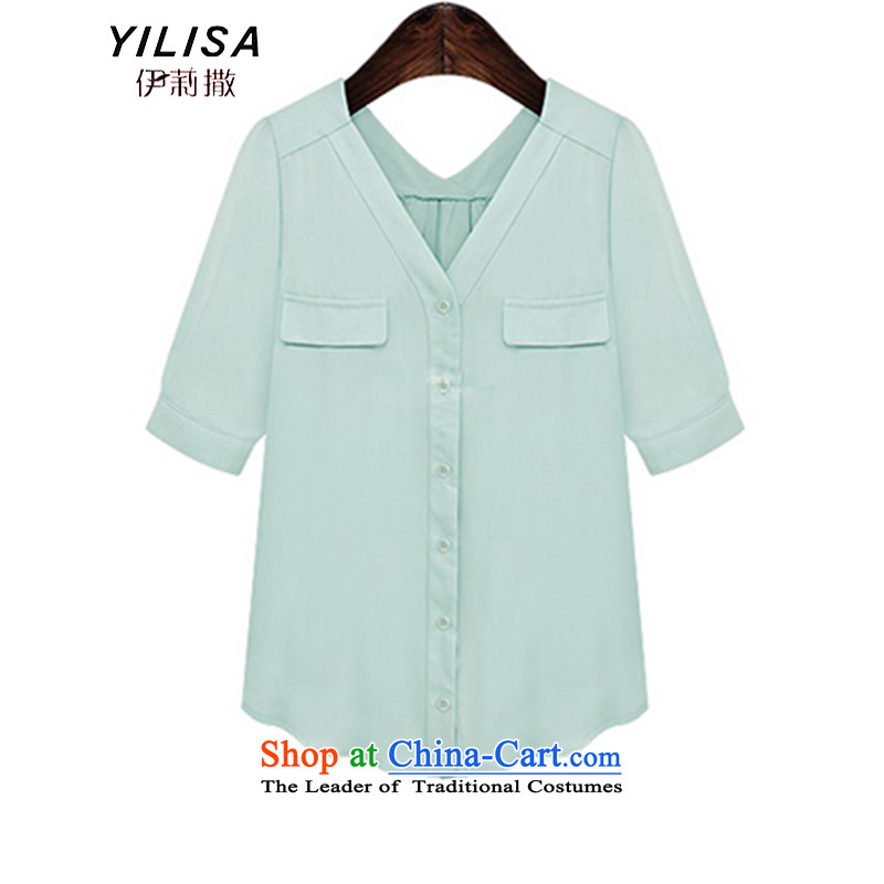 Large European and American women YILISA replacing summer short-sleeved T-shirt shirt thick mm200 catty loose video thin solid color and trendy sunscreen shirt K887 white 5XL, Elizabeth (YILISA sub-shopping on the Internet has been pressed.)