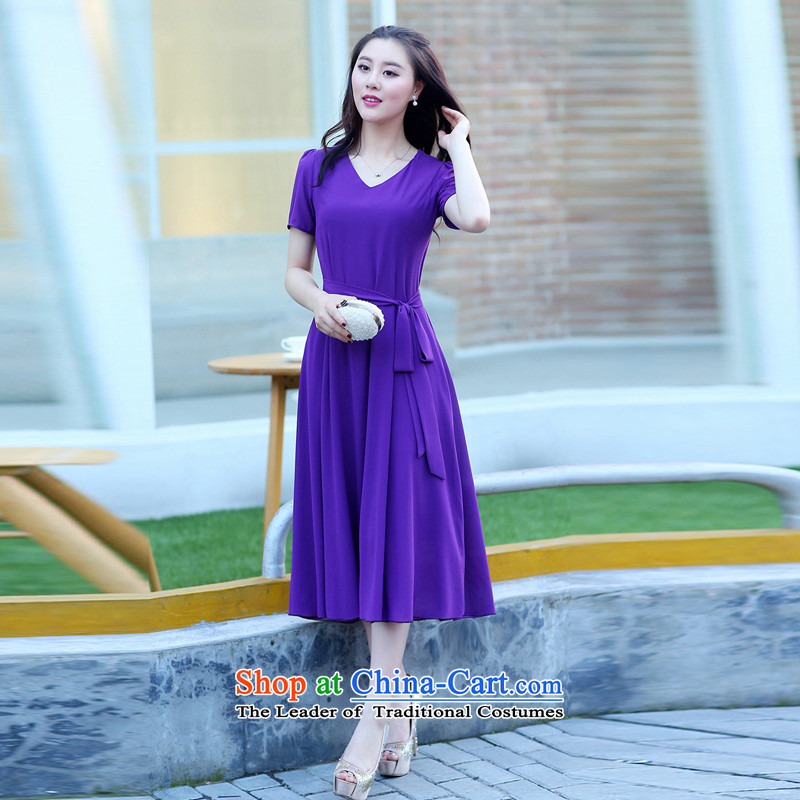 El-ju Yee Nga 2015 Summer large new women's dresses short-sleeved thick snow people woven dresses YJ9565 Blue M el-ju Yee Nga shopping on the Internet has been pressed.