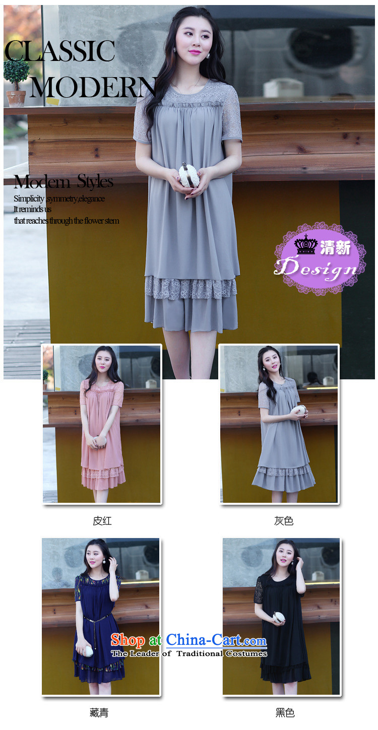 El-ju Yee Nga 2015 Summer new Korean lace thick sister chiffon stitching larger women's dresses YY9161 GRAY XL Photo, prices, brand platters! The elections are supplied in the national character of distribution, so action, buy now enjoy more preferential! As soon as possible.