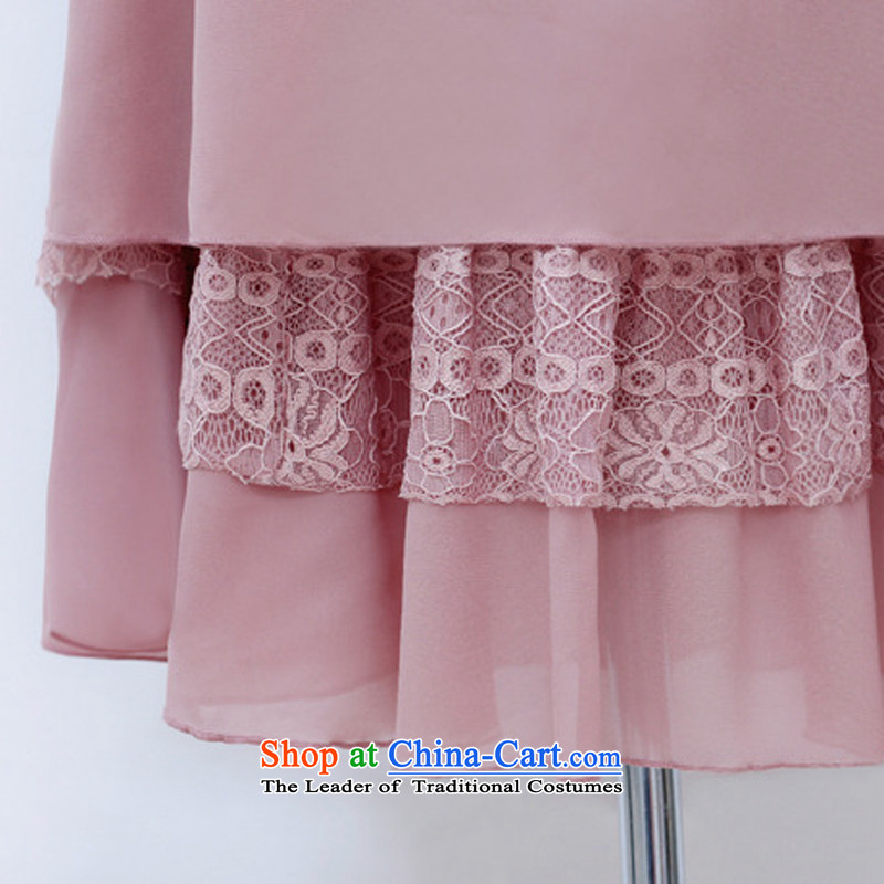 El-ju Yee Nga 2015 Summer new Korean lace thick sister chiffon stitching larger women's dresses YY9161 GRAY XL, el-ju Yee Nga shopping on the Internet has been pressed.