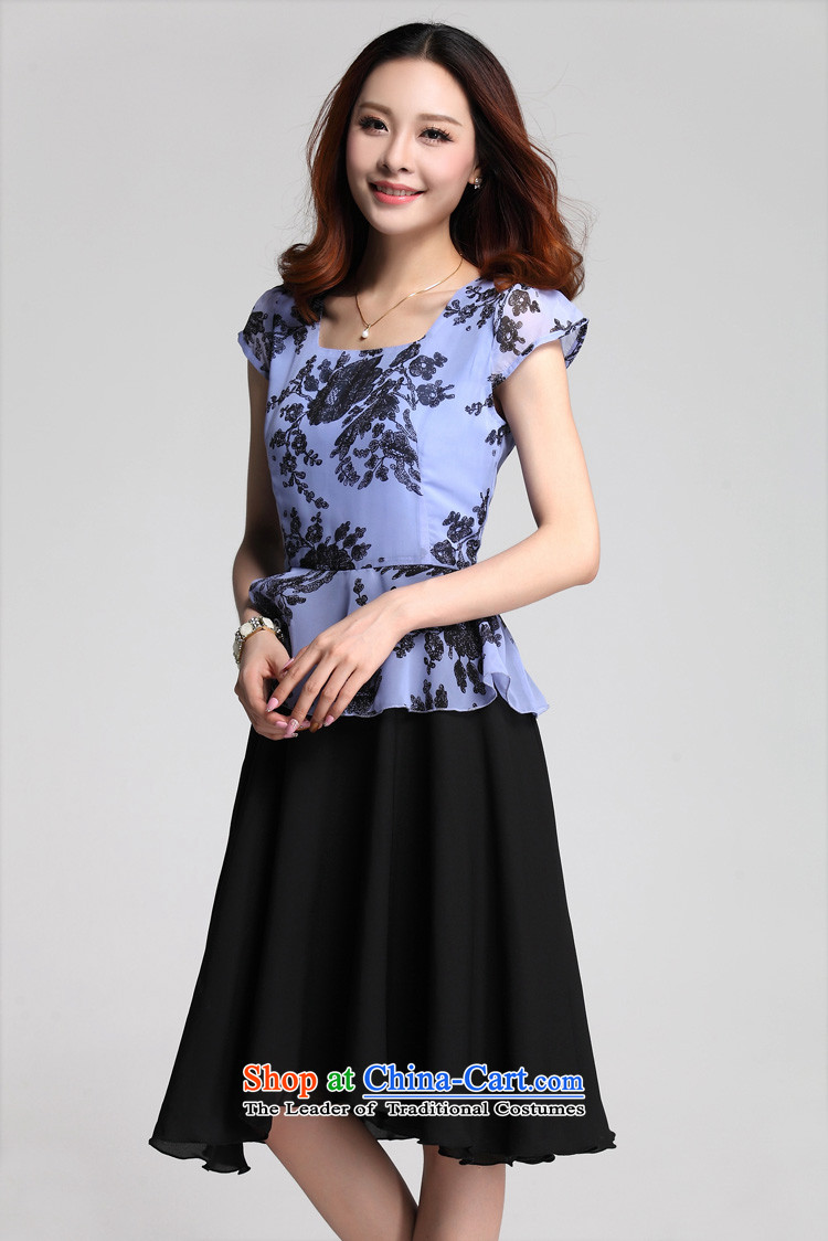 Optimize m Gigi Lai Package Mail C.o.d. Summer 2015 MM thick XL color plane collision stitching chiffon stamp leave two large blue skirt 2XL suitable for 125-150 catty picture, prices, brand platters! The elections are supplied in the national character of distribution, so action, buy now enjoy more preferential! As soon as possible.