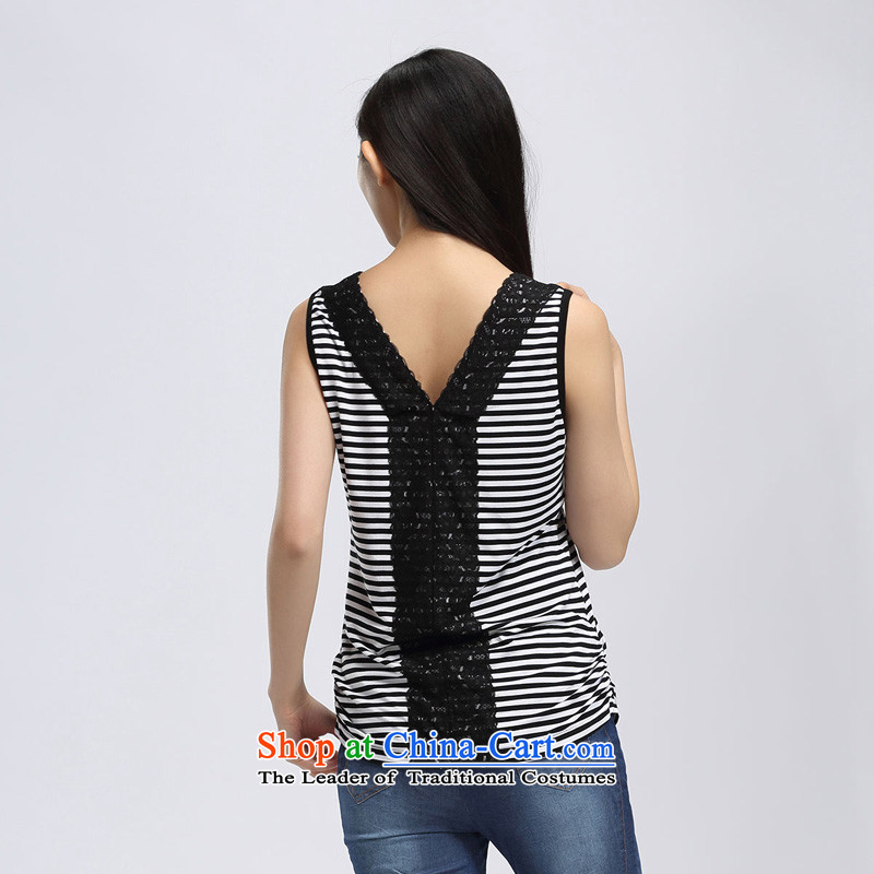 By 2015 Korea Water version of large numbers of ladies thick mm stripe Back soft CAMI female summer of black-and-white , L water S15XA5138 representatives (SHUIMIAO) , , , shopping on the Internet