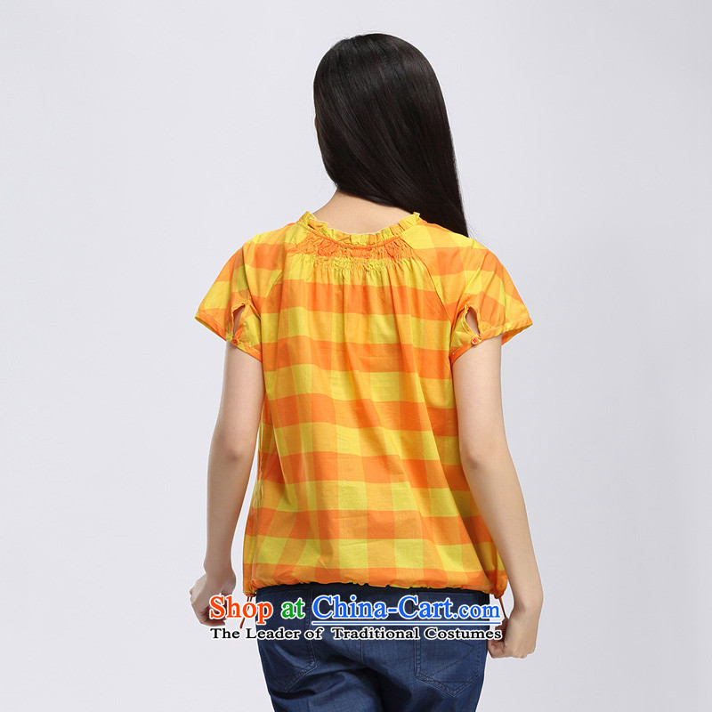 The representative of the water for larger women 2015 Summer new products Korean thick cotton fabric, leisure mm short-sleeved T-shirt S15XK4755 Wong, L, water by the Orange (SHUIMIAO) , , , shopping on the Internet
