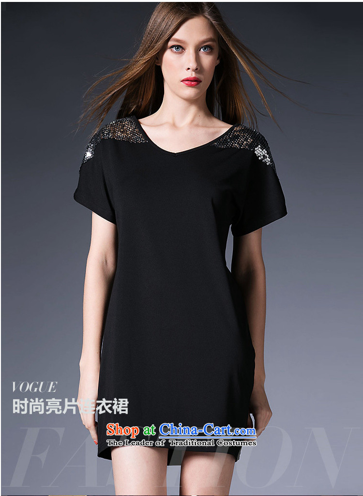 The lymalon lehmann thick, Hin thin 2015 Summer new Korean version of large numbers of ladies fashion sense of Sau San short-sleeved dresses 5263 Black XXL picture, prices, brand platters! The elections are supplied in the national character of distribution, so action, buy now enjoy more preferential! As soon as possible.