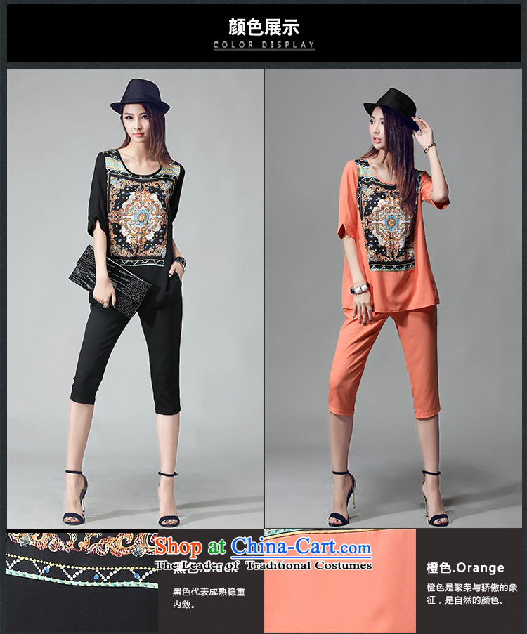 Szili Clinton to increase women's code 2015 mm thick summer new stylish casual personalized stamp temperament chiffon short-sleeve packaged thick Mei loose Capri Kit orange XXXL picture, prices, brand platters! The elections are supplied in the national character of distribution, so action, buy now enjoy more preferential! As soon as possible.