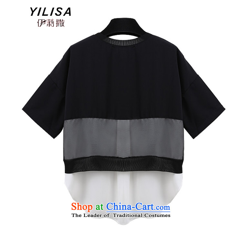 Europe and the new summer YILISA larger t-shirts shirt thick mm smart casual relaxd graphics thin stitching knocked color T-shirt K885 chiffon shirt color picture XL, Elizabeth (YILISA sub-shopping on the Internet has been pressed.)