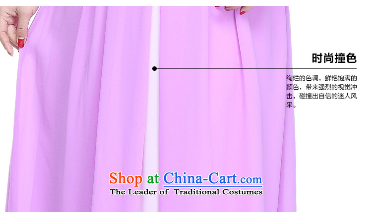 The former Yugoslavia Li Sau 2015 Summer large new women's temperament round-neck collar stereo flowers knocked color stitching gliding chiffon long skirt skirt   Q5073 PURPLE L picture, prices, brand platters! The elections are supplied in the national character of distribution, so action, buy now enjoy more preferential! As soon as possible.