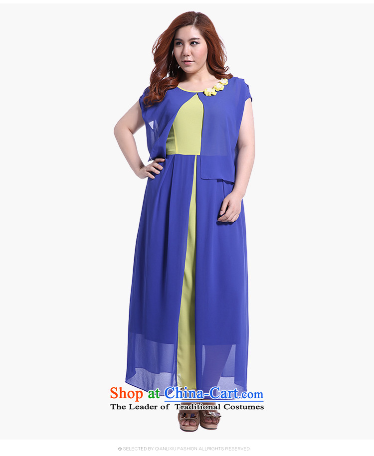 The former Yugoslavia Li Sau 2015 Summer large new women's temperament round-neck collar stereo flowers knocked color stitching gliding chiffon long skirt skirt   Q5073 PURPLE L picture, prices, brand platters! The elections are supplied in the national character of distribution, so action, buy now enjoy more preferential! As soon as possible.