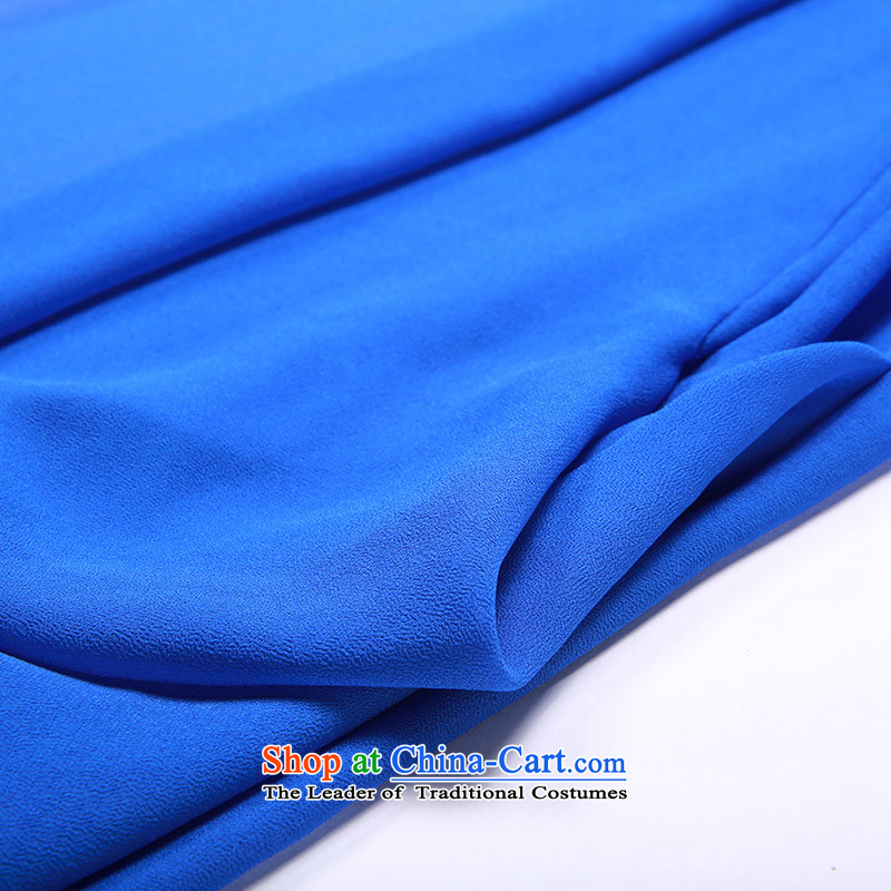 The former Yugoslavia Li Sau 2015 Summer new larger female commuter lace stitching in long, thin, wild short-sleeved shawl chiffon cardigan Q5312 blue , L, slim-li , , , shopping on the Internet