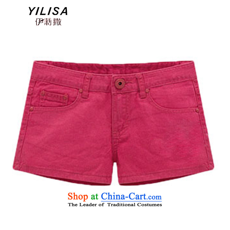 The new king code YILISA2015 women's summer short pants Foutune of thick MM denim pants color shorts H6110 hot pink XL, Elizabeth YILISA (sub-) , , , shopping on the Internet