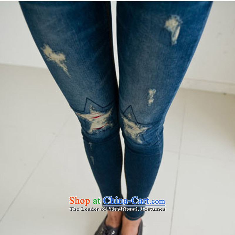 Yilisa2015 spring and summer new Korean version of large numbers of female pants thick MM leisure video for leg of the hole in the thin jeans female H6102 picture color 36 ms (YILISA sub-shopping on the Internet has been pressed.)