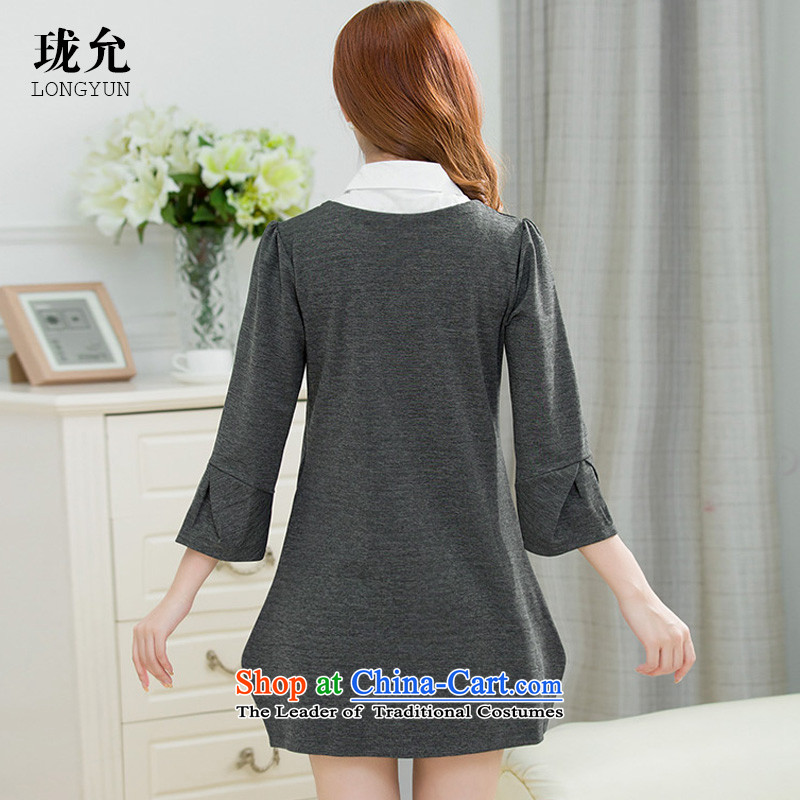 Lum to 2015 Summer new liberal larger women leave two graphics for long-sleeved shirt thin autumn and winter, forming the dresses gray 2 recommendations 135-155, XXL LUM-yoon (LONGYUN) , , , shopping on the Internet