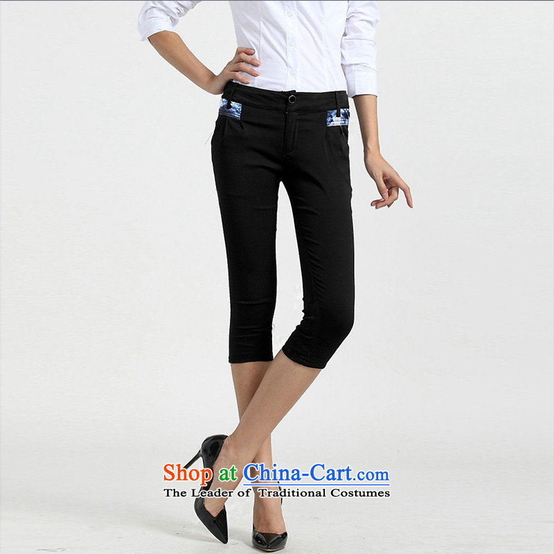 The maximum number of Europe and Connie Women's Summer 2015 new stamp stylish waist mm thick elastic Sau San 7 casual pants female y3367 XXXXL, Black, Connie Dream , , , shopping on the Internet