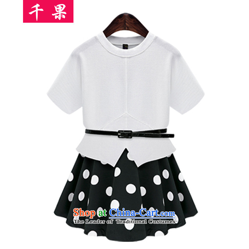 Thousands of fruit extra women 200 catties kit fat mm summer new foutune to xl short-sleeved T-shirt + short skirt video thin two kits XL, thousands of women 888 Black fruit (QIANGUO) , , , shopping on the Internet